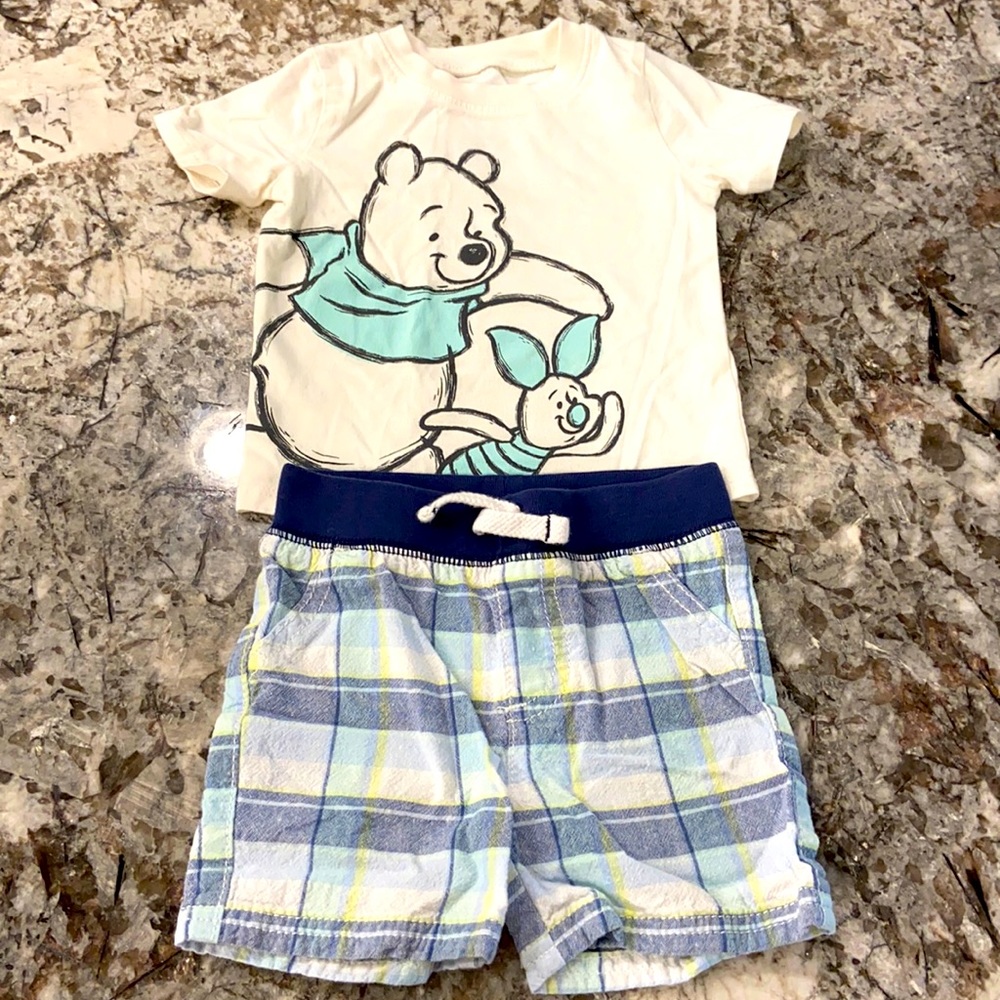Winnie the Pooh and Piglet shirt and shorts set